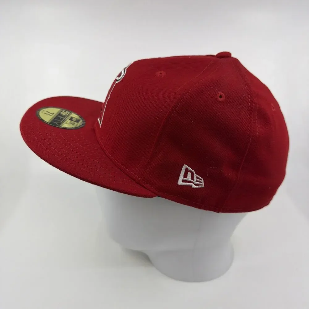 Los Angeles Angels New Era 59FIFTY Fitted Hat 7 3/8 Red MLB Baseball Cap